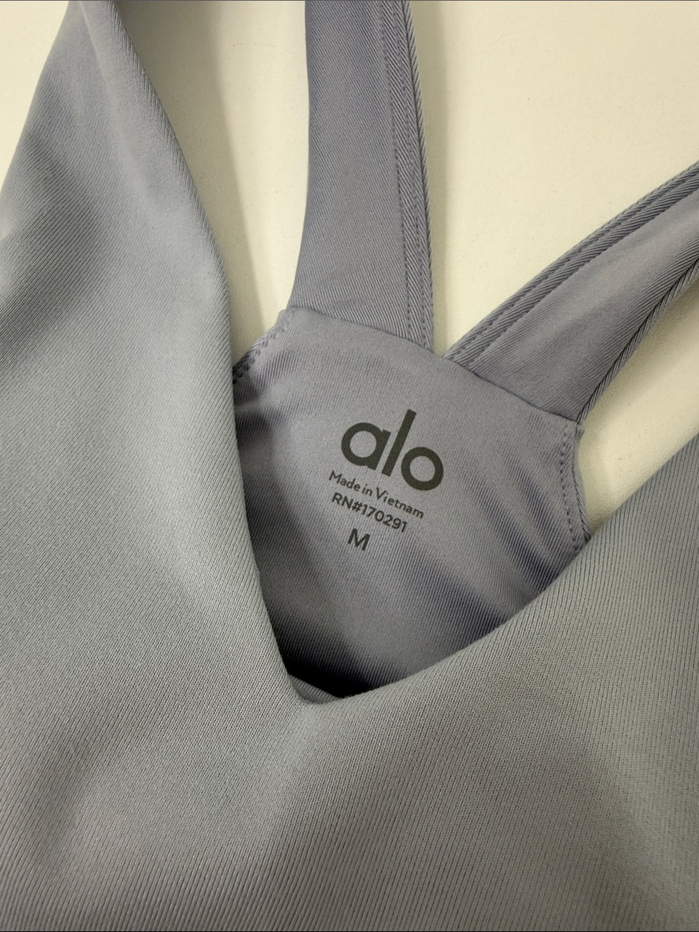 Alo V-Neck Cropped Sports Tank - Dusty Blue - Picture 2 of 4